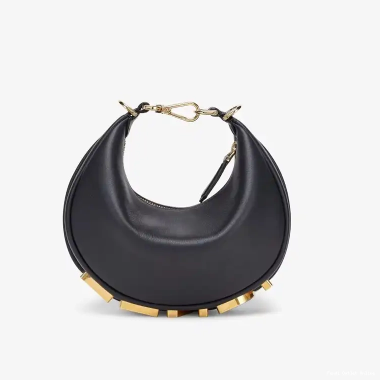 Cheap Calf Fendi Leather Fendigraphy Black Bag Mini In Hobo 0505